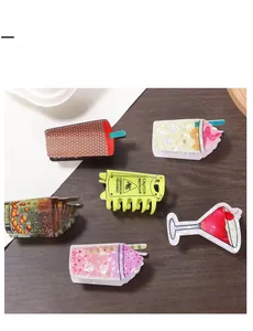 Set of 6 creative ice cream and beverage shaped acetate hair claw clips for women