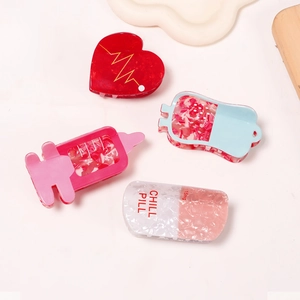 Cute medical theme hair claw clips set including heart and pill shapes for women
