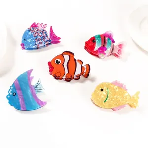 Serie Fantasía Oceánica Pinza para el Pelo de PVC con Forma de Pez Tropical Estilo Coreano Lindo Pez Payaso Pez Ángel Accesorio de Pelo Mujer