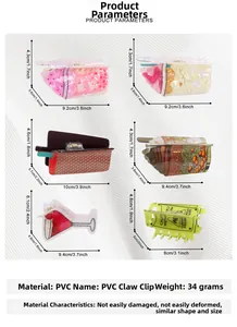 Creative PVC hair claws in wine glass and ice cream shapes with detailed dimensions