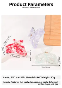 Detailansicht matter PVC-Schmetterlings-Haarklammern mit Marmortextur und Maßen