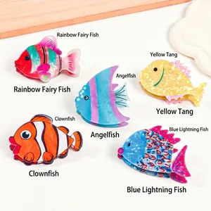 Pinzas para el pelo de PVC diseño peces oceánicos en cinco estilos coloridos