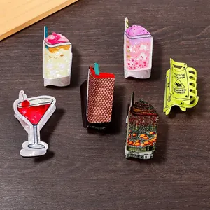 Creative PVC Ice Cream Cup Cocktail Glass Caution Wet Floor Shape Hair Claw Clip Handmade Large Shark Clip Women Fashion Headwear Accessories