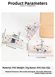 Spécifications détaillées des tailles et dimensions de la pince à cheveux chat en PVC