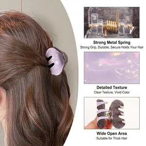 Iridescent purple hair claw clip with strong metal spring and aurora texture finish