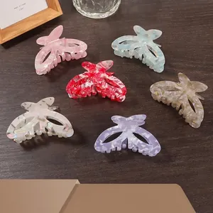 Vintage Schmetterling Haarkralle Für Damen Hohle Haifisch Clips PVC Marmor Textur Haarschmuck Elegante Halb Hochgesteckte Haarnadel