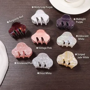 Set of 8 minimalist acrylic hair claws in assorted colors and marble textures