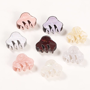 Set of 8 small acetate hair claws with marble and glitter finishes for women's styling