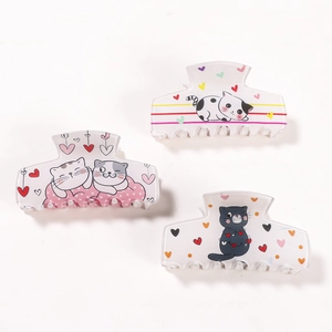 Lot de 3 pinces à cheveux chat mignon en acrylique pour coiffure féminine élégante