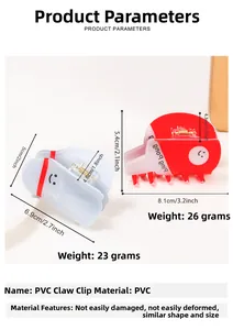 Dimensioni dettagliate delle mollette in PVC rosso e blu con motivi a faccina