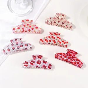 Pince À Cheveux Douce En PVC Motif Fruits Cerise Fraise Imprimé Pince Requin Accessoires Cheveux Pour Femmes Style Fée