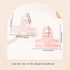 Pink mermaid marble acetate shark hair claw clips for women with golden metal springs