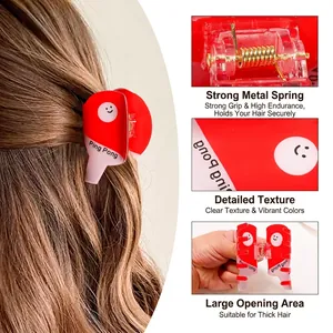 Pinza per capelli creativa a racchetta da ping pong rossa con molla in metallo resistente