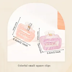 Pince à cheveux carrée 5cm colorée rose et violette avec dimensions précises