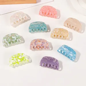 Fashionable PVC Marble Texture Hair Claw Clip Medium Semi-Round Shark Clip Elegant Hair Styling Accessories For Women