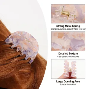 Dopamine marble pattern hair claw clip with strong metal spring for thick hair hairpins