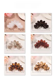 Detailed size guide for large acetate floral hair claws showing dimensions 10.2cm length