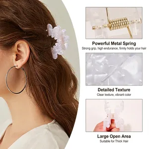 Elegant lavender flower hair claw clip with strong metal spring for thick hair