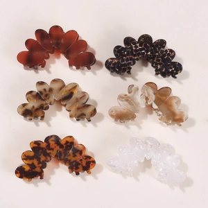 Set of 6 French style petal hair claws in tortoise shell and marble patterns