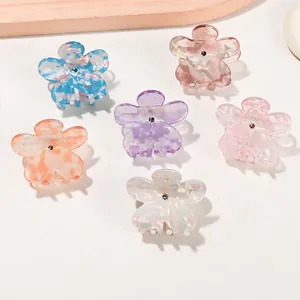 Molletta Per Capelli Fiore PVC Acrilico Trama Marmorizzata Centro Strass Presa Forte Accessorio Per Lo Styling Elegante Per Donne