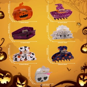 Halloween Haarklammern Set mit Kürbis Totenkopf und Geist Motiven für Damen