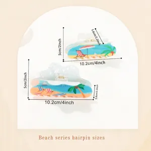 Summer beach series hair claw clip with acetate tropical prints for women hair styling