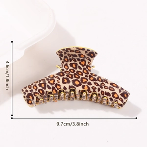Grande pince à cheveux léopard de 9,7 cm avec un design d'arc français élégant