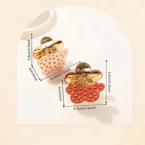 Size chart for retro flower hair claw clips with metallic accents and matte finish