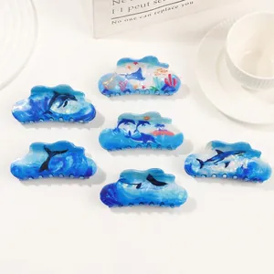 Ocean Animal Hair Claw Clip Large PVC Shark Dolphin Whale Tail Design Non-Slip Hair Catch For Women Beach Vacation Accessory