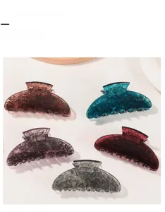 Five colored transparent marble texture hair claw clips set for women hair accessories