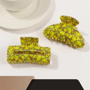 Schattig Geel Eendje Print Haarklem Voor Vrouwen Mode PVC Haarklem Haaraccessoires Voor Dagelijkse Styling