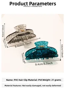 Detailed size specifications for PVC hair claw clip with length and height measurement