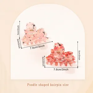 Pince à cheveux mignonne en forme de caniche avec motifs marbre rose et orange