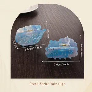Pinces à cheveux élégantes en forme de coquillage avec motifs marins nacrés