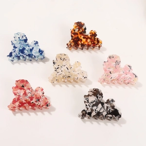 Lot de 6 pinces à cheveux en forme de chiot avec motifs marbre et écaille de tortue