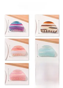 Detailed grid view of French semi-circle hair claws in six sunset gradient candy colors
