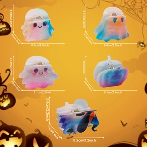 Set di mollette per capelli Halloween fantasma e zucca con sfumature arcobaleno e misure