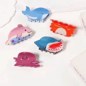 Mignonne Pince à Cheveux en PVC Forme d'Animaux Marins Baleine Dauphin Crabe Poulpe Coquillage Accessoires de Cheveux pour Femmes Filles
