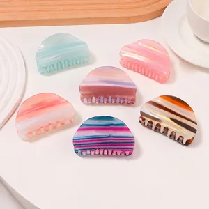 French Style Gradient Sunset Hair Claw Clip PVC Semi Circular Large Shark Clip Elegant Hair Accessories For Women Hair Styling