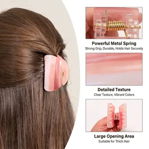 French sunset gradient half moon hair claw clip with strong gold metal spring for thick hair
