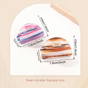 Sunset gradient semi-circular hair claw clip size guide 7.6cm French style accessory