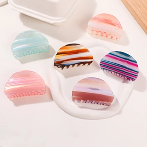 6-pack sunset gradient french half-moon hair claws with glossy aesthetic finish