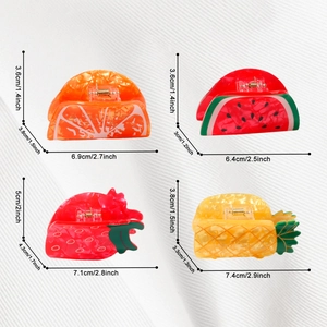 Creative fruit-shaped hair clips in orange, watermelon, strawberry and pineapple designs