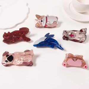Collection of creative animal hair claws in high-end acetate with marble textures