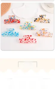 Detailed showcase of multi-colored floral hair claws made of translucent acetate resin
