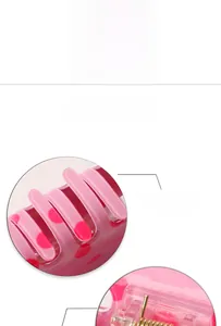 Detailed macro view and size dimensions of the retro polka dot shark hair claw clip