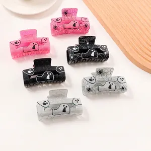 Halloween Ghost Spider Web Hair Claw Clip PVC Glitter Fun Gothic Hair Accessory For Women Girls Party Festive Decoration