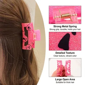Pink glitter Halloween ghost hair claw clip with strong metal spring for thick hair