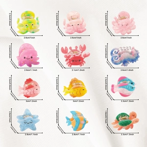 Colorful marine animal hair claw clips set featuring octopus, crab, and starfish shapes
