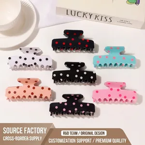 Large Polka Dot Hair Claw Clip Vintage PVC Plastic Shark Clip Non Slip Hair Accessories For Women Thick Hair Styling